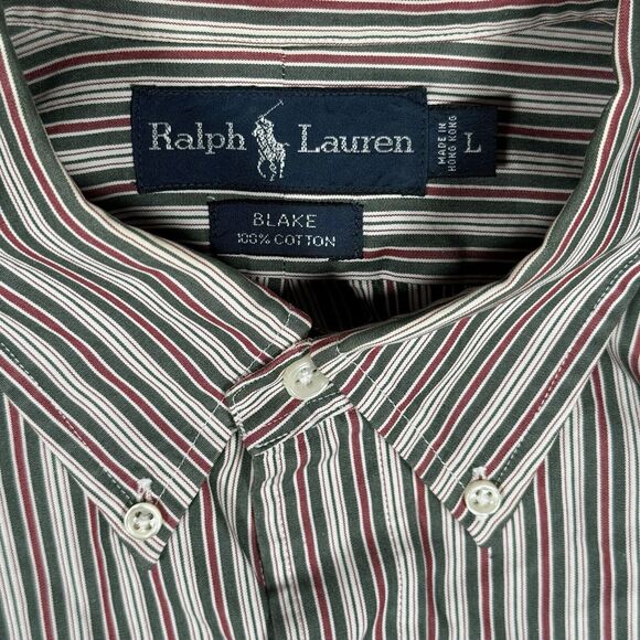 Ralph Lauren Blake Shirt Large Green Red White Men's Button Up Regular Fit - Picture 5 of 8